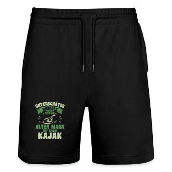 Alten mann mit einem Kajak - Stanley/Stella Unisex Bio Joggingshorts Trainer  - Schwarz - Vorne - Nik (191cm) & Marisol (170cm)