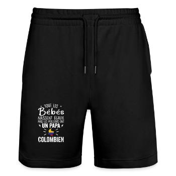 Bébés égaux meilleurs ont un papa Colombien - Short de jogging bio TRAINER Stanley/Stella unisexe - noir - Devant - Nik (191cm) & Marisol (170cm)