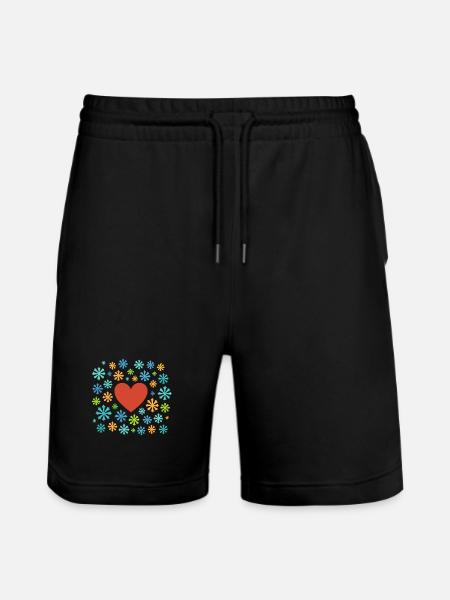 Schneeflochen mit Herz - Stanley/Stella Unisex Bio Joggingshorts Trainer - Schwarz