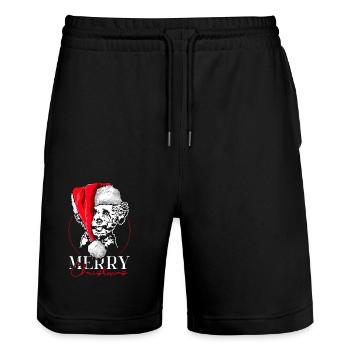 Santa Bichon Frise Merry Christmas Hunde Wilsigns - Stanley/Stella Unisex Bio Joggingshorts Trainer  - Schwarz - Vorne - Nik (191cm) & Marisol (170cm)