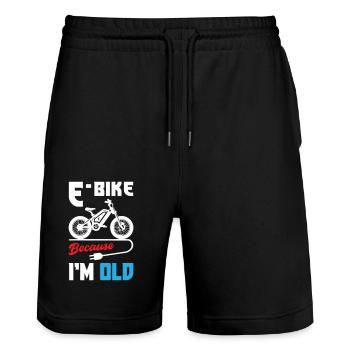 E Bike Because I m Old - Stanley/Stella Unisex Bio Joggingshorts Trainer  - Schwarz - Vorne - Nik (191cm) & Marisol (170cm)