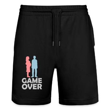 Game Over schwangere Frau - Stanley/Stella Unisex Bio Joggingshorts Trainer  - Schwarz - Vorne - Nik (191cm) & Marisol (170cm)