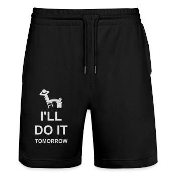 do it tomorrow Zitat - Stanley/Stella Unisex Bio Joggingshorts Trainer  - Schwarz - Vorne - Nik (191cm) & Marisol (170cm)