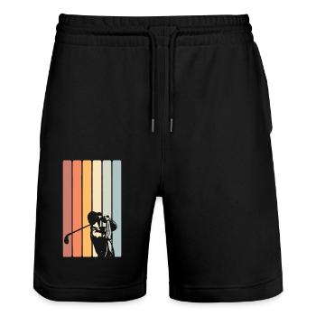 Golf Golfer - Stanley/Stella Unisex Bio Joggingshorts Trainer  - Schwarz - Vorne - Nik (191cm) & Marisol (170cm)