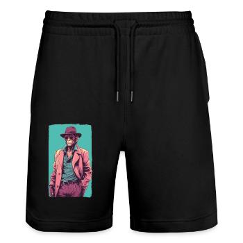 Fashion Monkey - Stanley/Stella Trainer Unisex Organic Jogging Shorts - black - Front - Nik (191cm) & Marisol (170cm)