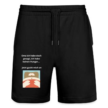 Jetzt guckt mich an - Stanley/Stella Unisex Bio Joggingshorts Trainer  - Schwarz - Vorne - Nik (191cm) & Marisol (170cm)
