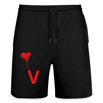 Lettre v cœur - Short de jogging bio TRAINER Stanley/Stella unisexe - noir - Devant - Nik (191cm) & Marisol (170cm)