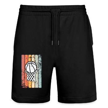 Basketball Basketballer - Stanley/Stella Unisex Bio Joggingshorts Trainer  - Schwarz - Vorne - Nik (191cm) & Marisol (170cm)
