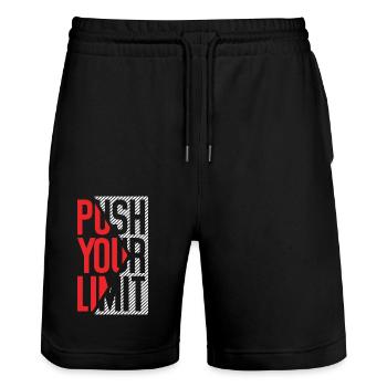 push your limits - Short de jogging bio TRAINER Stanley/Stella unisexe - noir - Devant - Nik (191cm) & Marisol (170cm)