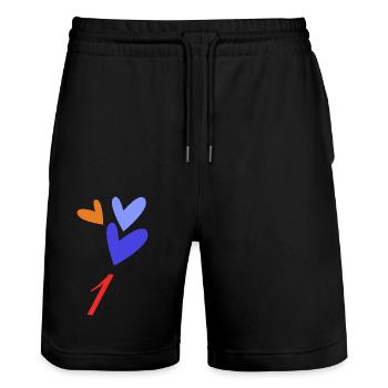 1. 1 YEAR. 1ST ANNIVERSARY. BIRTHDAY 1 YEAR - Stanley/Stella Trainer Unisex Organic Jogging Shorts - black - Front - Nik (191cm) & Marisol (170cm)