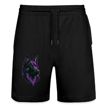 Tête de Berger Allemand Rose - Short de jogging bio TRAINER Stanley/Stella unisexe - noir - Devant - Nik (191cm) & Marisol (170cm)