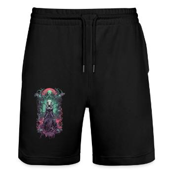 Gothic Aesthetic Underworld Anime witchcraft Girl - Stanley/Stella Trainer Unisex Organic Jogging Shorts - black - Front - Nik (191cm) & Marisol (170cm)