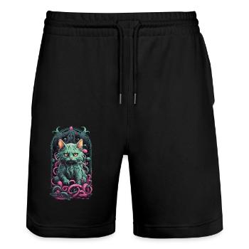 Cats Demon Underworld Occult Halloween Design - Stanley/Stella Trainer Unisex Organic Jogging Shorts - black - Front - Nik (191cm) & Marisol (170cm)