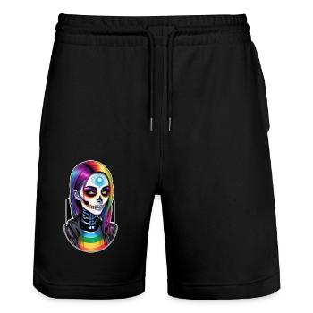 halloween - rock et arc en ciel - Short de jogging bio TRAINER Stanley/Stella unisexe - noir - Devant - Nik (191cm) & Marisol (170cm)