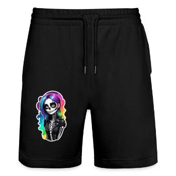 Halloween - Rock & Rainbow - Stanley/Stella Trainer Unisex Organic Jogging Shorts - black - Front - Nik (191cm) & Marisol (170cm)