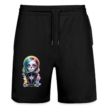 Halloween - Rock & Rainbow - Stanley/Stella Trainer Unisex Organic Jogging Shorts - black - Front - Nik (191cm) & Marisol (170cm)