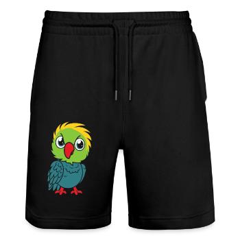 Humor kleiner Papagei - Stanley/Stella Unisex Bio Joggingshorts Trainer  - Schwarz - Vorne - Nik (191cm) & Marisol (170cm)