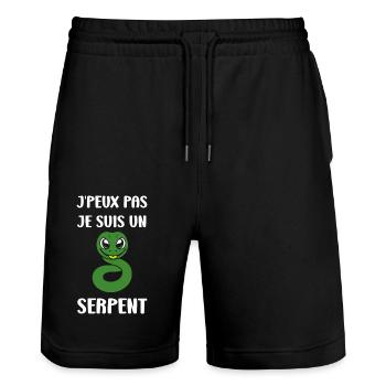 Humour petit serpent - Short de jogging bio TRAINER Stanley/Stella unisexe - noir - Devant - Nik (191cm) & Marisol (170cm)