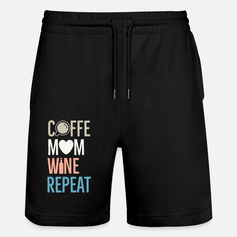 Coffee Mom Wine Repeat - Stanley/Stella Trainer Unisex Organic Jogging Shorts - black