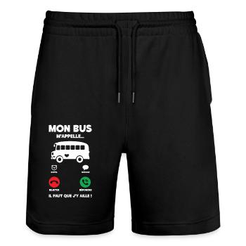Mon Bus M'appelle | Bus Prendre Conducteur Bus - Short de jogging bio TRAINER Stanley/Stella unisexe - noir - Devant - Nik (191cm) & Marisol (170cm)