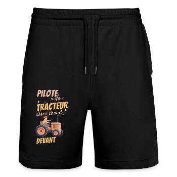 Tractor Driver - Stanley/Stella Trainer Unisex Organic Jogging Shorts - black - Front - Nik (191cm) & Marisol (170cm)