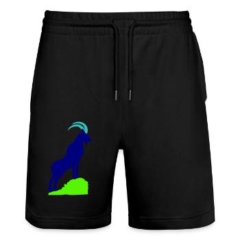 steinbock 02 - Stanley/Stella Unisex Bio Joggingshorts Trainer  - Schwarz - Vorne - Nik (191cm) & Marisol (170cm)
