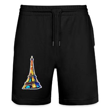 Eiffel tower #20 - Short de jogging bio TRAINER Stanley/Stella unisexe - noir - Devant - Nik (191cm) & Marisol (170cm)
