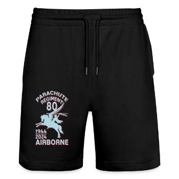 Pegasus Arnhem Oosterbeek Parachute Regiment 80th - Stanley/Stella Trainer Unisex Organic Jogging Shorts - black - Front - Nik (191cm) & Marisol (170cm)