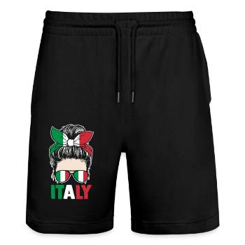Italie Italien Italien Italie - Short de jogging bio TRAINER Stanley/Stella unisexe - noir - Devant - Nik (191cm) & Marisol (170cm)