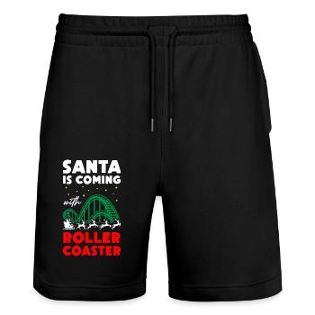 Santa is Coming with Roller Coaster - Stanley/Stella Unisex Bio Joggingshorts Trainer  - Schwarz - Vorne - Nik (191cm) & Marisol (170cm)