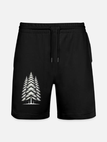 snowy trees snow winter christmas - Stanley/Stella Trainer Unisex Organic Jogging Shorts - black
