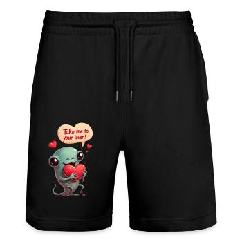 Kosmische Liebe zum Valentinstag - Stanley/Stella Unisex Bio Joggingshorts Trainer  - Schwarz - Vorne - Nik (191cm) & Marisol (170cm)