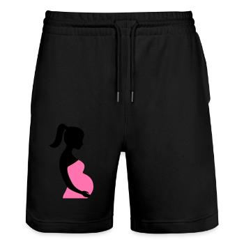 Schwangere Silhouette - Stanley/Stella Unisex Bio Joggingshorts Trainer  - Schwarz - Vorne - Nik (191cm) & Marisol (170cm)
