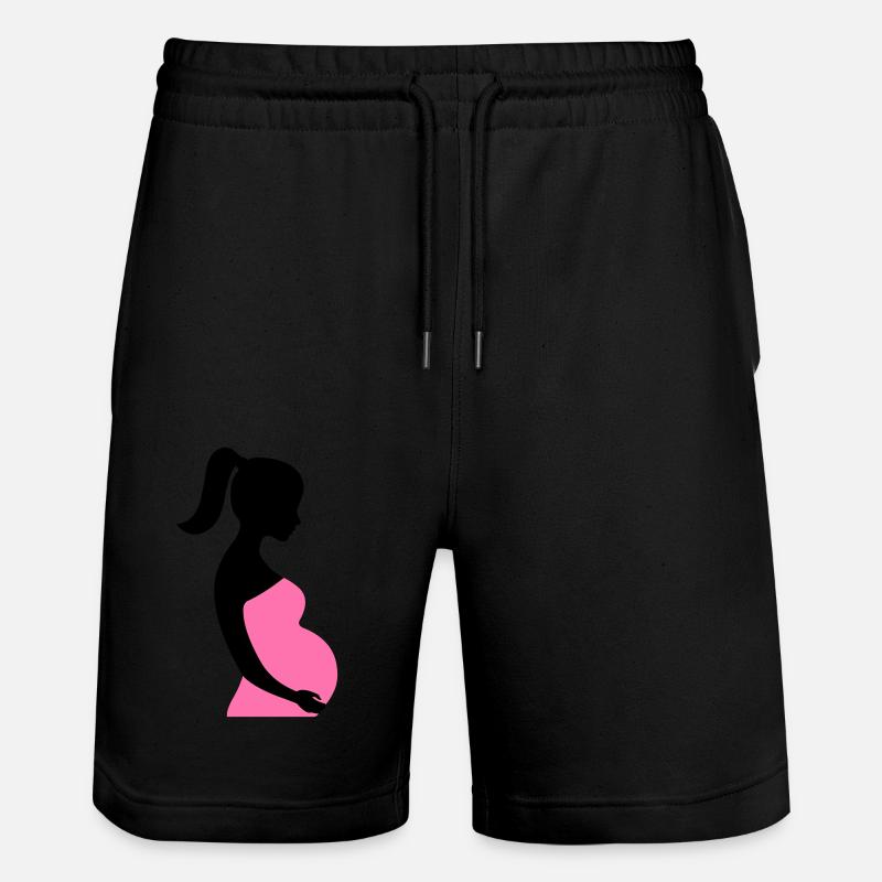 Schwangere Silhouette - Stanley/Stella Unisex Bio Joggingshorts Trainer  - Schwarz