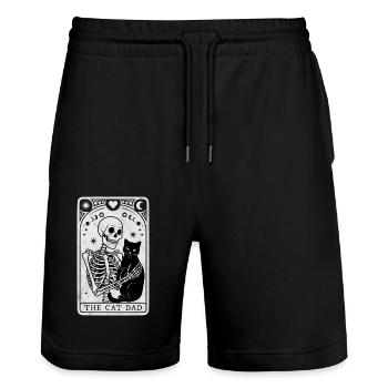 Tarot Katze Papa - Stanley/Stella Unisex Bio Joggingshorts Trainer  - Schwarz - Vorne - Nik (191cm) & Marisol (170cm)