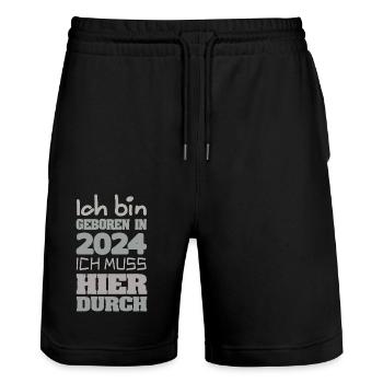 Bin 2024 - Stanley/Stella Trainer Unisex Organic Jogging Shorts - black - Front - Nik (191cm) & Marisol (170cm)