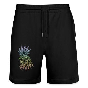 Rooster - Stanley/Stella Trainer Unisex Organic Jogging Shorts - black - Front - Nik (191cm) & Marisol (170cm)
