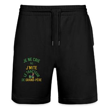 J'imite le Tracteur de Grand Père - Short de jogging bio TRAINER Stanley/Stella unisexe - noir - Devant - Nik (191cm) & Marisol (170cm)