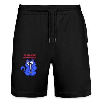Be careful our cat is crazy - Stanley/Stella Unisex Bio Joggingshorts Trainer  - Schwarz - Vorne - Nik (191cm) & Marisol (170cm)