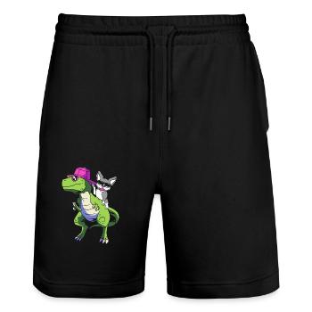 Boston Terrier - Short de jogging bio TRAINER Stanley/Stella unisexe - noir - Devant - Nik (191cm) & Marisol (170cm)