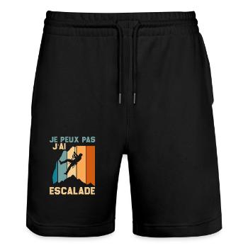 auf einen Felsen klettern Ich kann nicht Ich bin geklettert - Stanley/Stella Unisex Bio Joggingshorts Trainer  - Schwarz - Vorne - Nik (191cm) & Marisol (170cm)