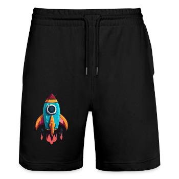 Rocket - Stanley/Stella Trainer Unisex Organic Jogging Shorts - black - Front - Nik (191cm) & Marisol (170cm)