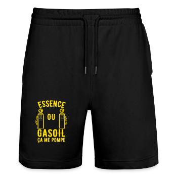 Essence ou Gasoil ça me pompe - Short de jogging bio TRAINER Stanley/Stella unisexe - noir - Devant - Nik (191cm) & Marisol (170cm)