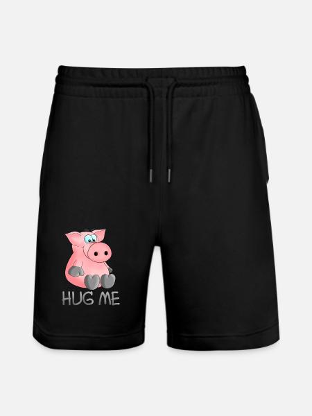 Hug - hug me pig - Stanley/Stella Trainer Unisex Organic Jogging Shorts - black