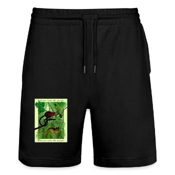 Jungle Mania - Stanley/Stella Trainer Unisex Organic Jogging Shorts - black - Front - Nik (191cm) & Marisol (170cm)