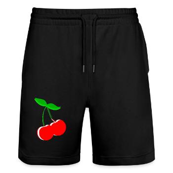 Cherry Retro Fruit Fruit Gift Gift Idea - Stanley/Stella Trainer Unisex Organic Jogging Shorts - black - Front - Nik (191cm) & Marisol (170cm)