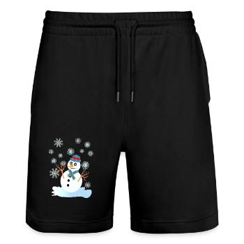 snowman and snowflakes cool christmas - Stanley/Stella Trainer Unisex Organic Jogging Shorts - black - Front - Nik (191cm) & Marisol (170cm)
