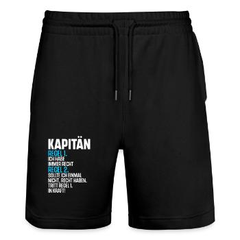 Kapitän Boot Schiff Segeln Segler Segelboot - Stanley/Stella Unisex Bio Joggingshorts Trainer  - Schwarz - Vorne - Nik (191cm) & Marisol (170cm)