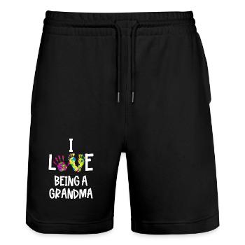 Statement Ruhestand Alte Frau Großmutter Oma - Stanley/Stella Unisex Bio Joggingshorts Trainer  - Schwarz - Vorne - Nik (191cm) & Marisol (170cm)