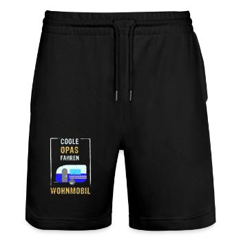 Coole Opas fahren Wohnmobil - Stanley/Stella Unisex Bio Joggingshorts Trainer  - Schwarz - Vorne - Nik (191cm) & Marisol (170cm)